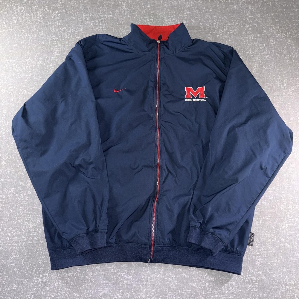 Ole Miss Rebels Jacket Mens XL Blue NCAA Basketball Nike Clima-FIT Full Zip